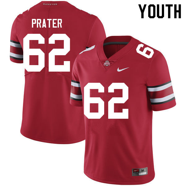 Ohio State Buckeyes Bryce Prater Youth #62 Red Authentic Stitched College Football Jersey